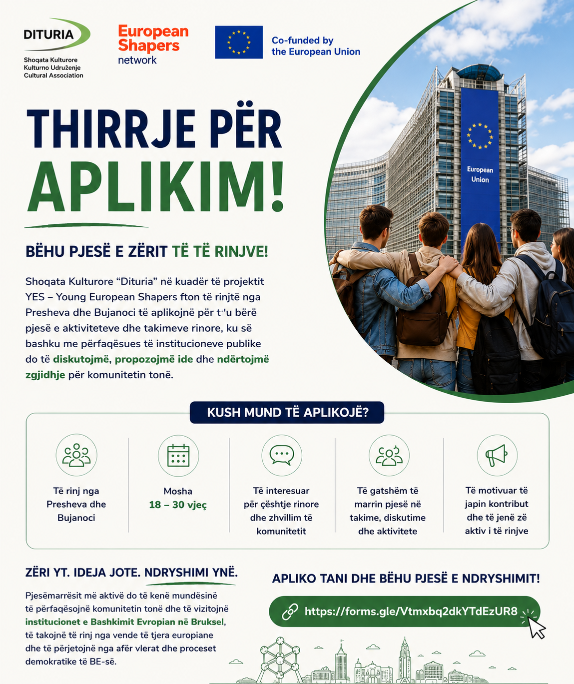 Bëhu pjesë e YES – Young European Shapers dhe bëje zërin tënd të dëgjohet në Evropë.